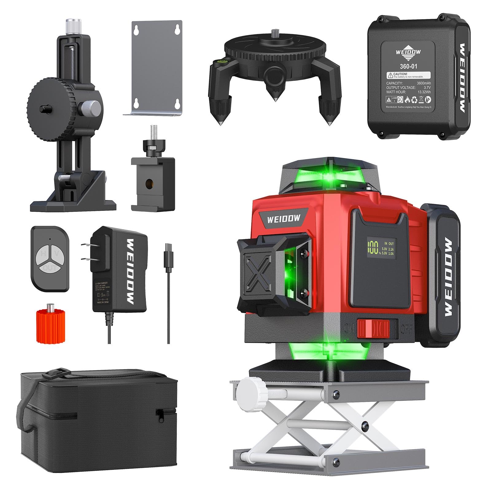 laser level Self Leveling 16 Lines 4×360° for Picture Hanging and Construction, High-capacity Lithium Battery