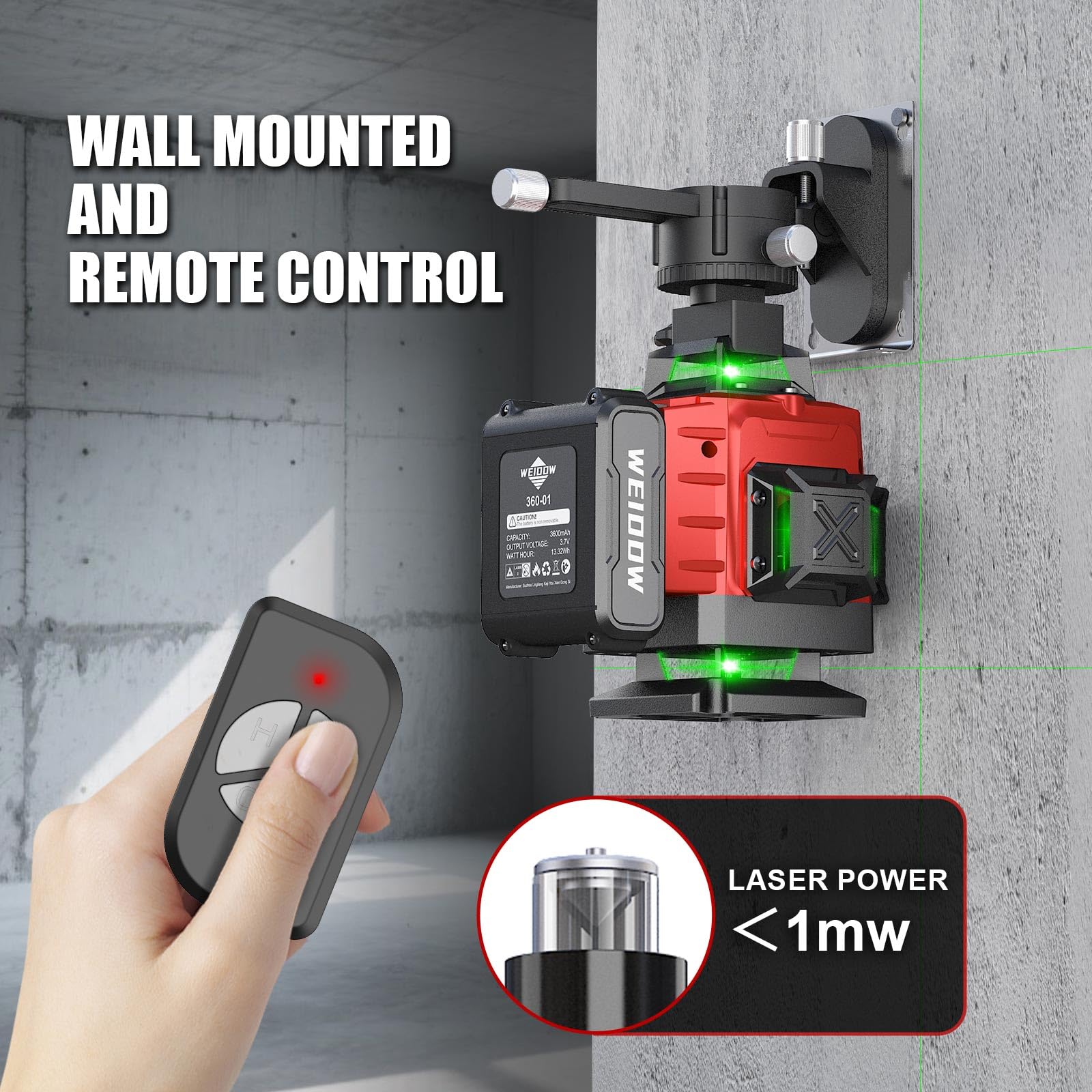 laser level Self Leveling 16 Lines 4×360° for Picture Hanging and Construction, High-capacity Lithium Battery