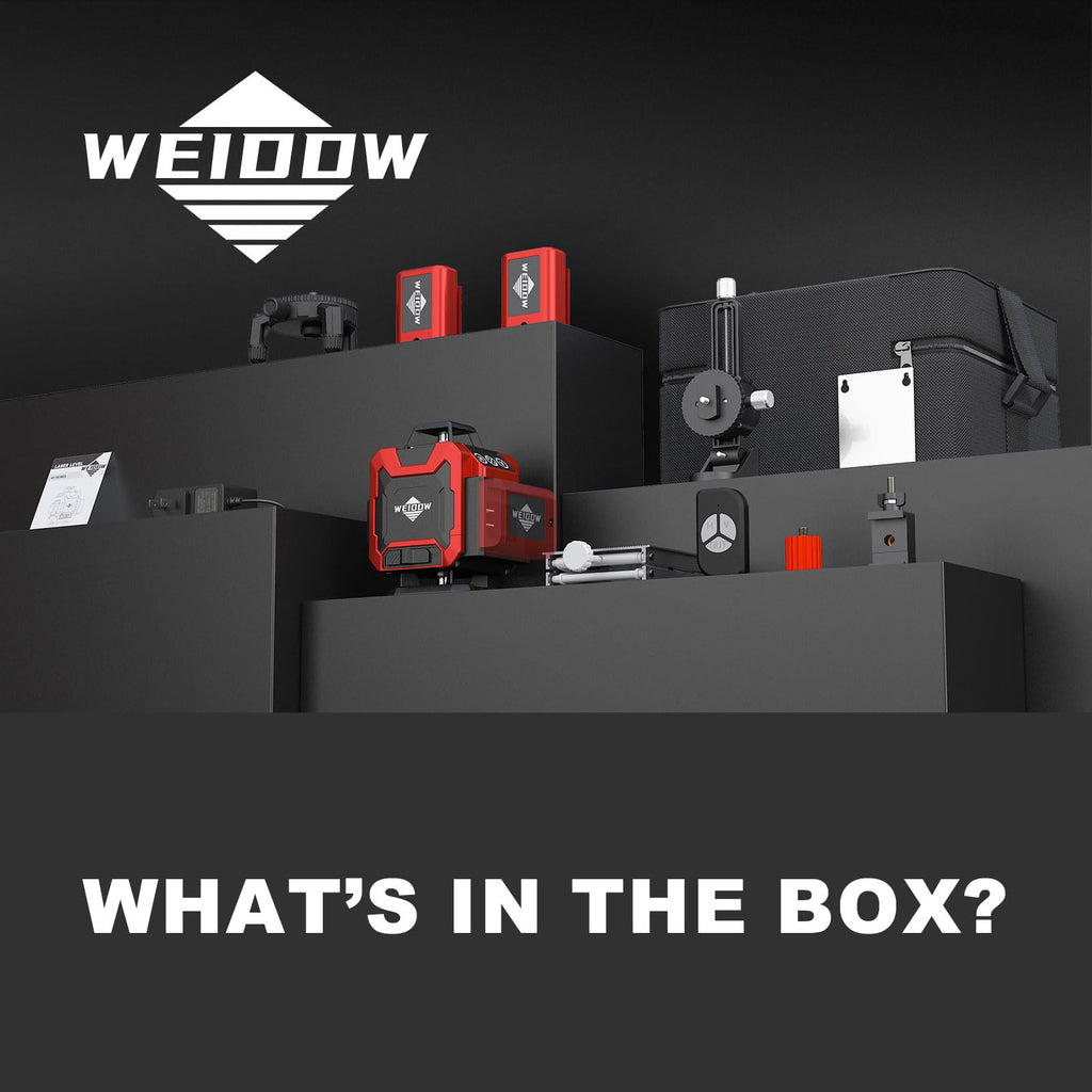 Laser Level WEIDDW 4D 16 Lines Laser Level 4x360 Self Leveling Tool for Construction and Picture Handing Green Cross Line Vertical and Horizontal Line leveler Tool (Size L)