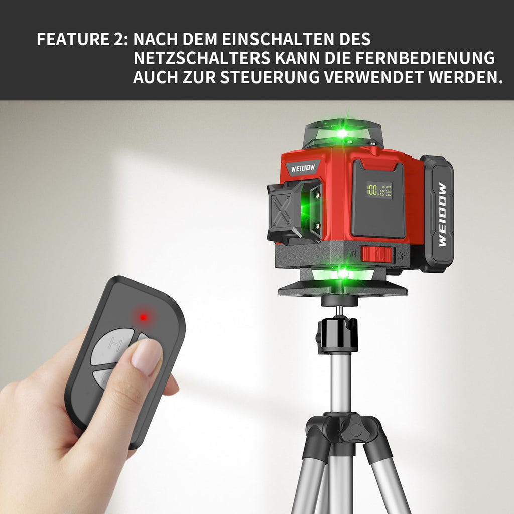 Laser Level with Tripod, Self Leveling Laser Level 4x360°, Green Line Laser 4D Laser Leveler Tool with 2Pcs Lithium Batteries for Picture Hanging, Tile, Home Renovation(SizeX)