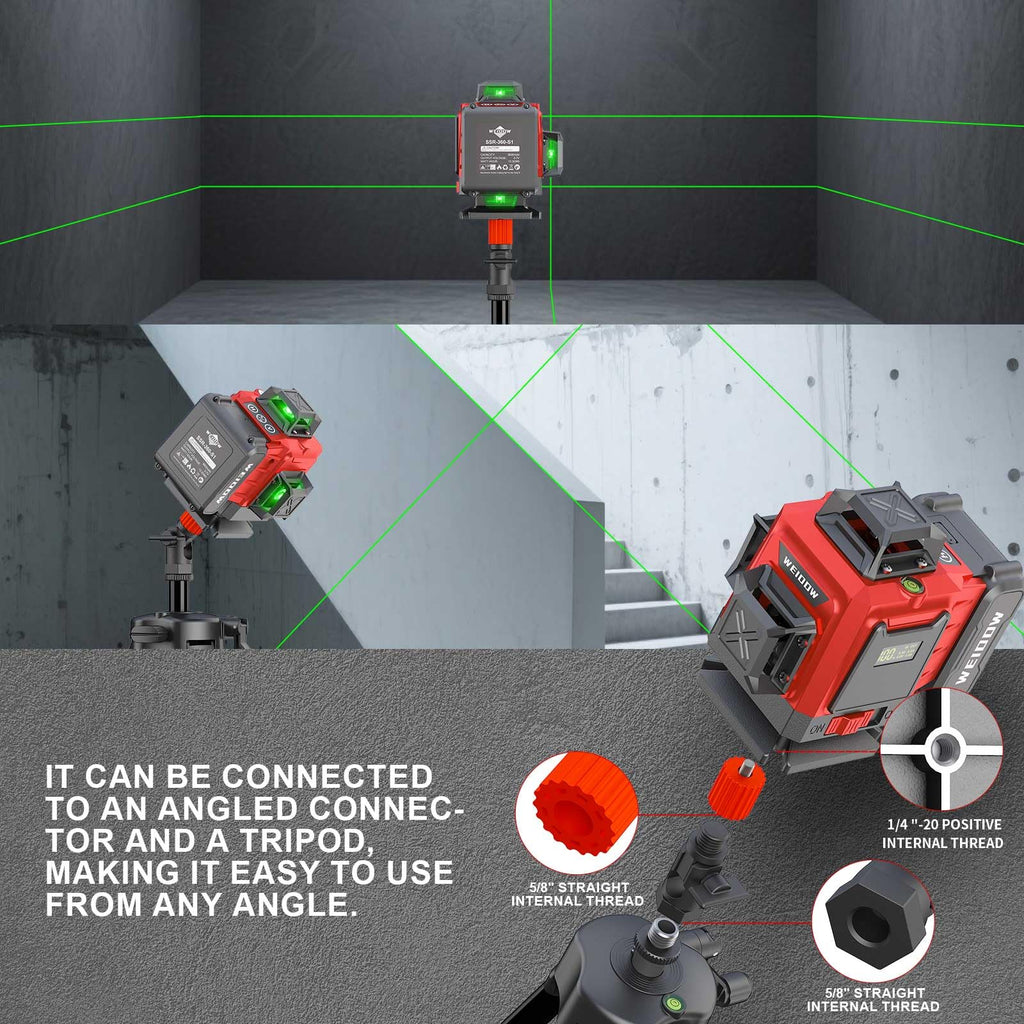 Laser Level with Tripod, Self Leveling Laser Level 4x360°, Green Line Laser 4D Laser Leveler Tool with 2Pcs Lithium Batteries for Picture Hanging, Tile, Home Renovation, (SizeXL)