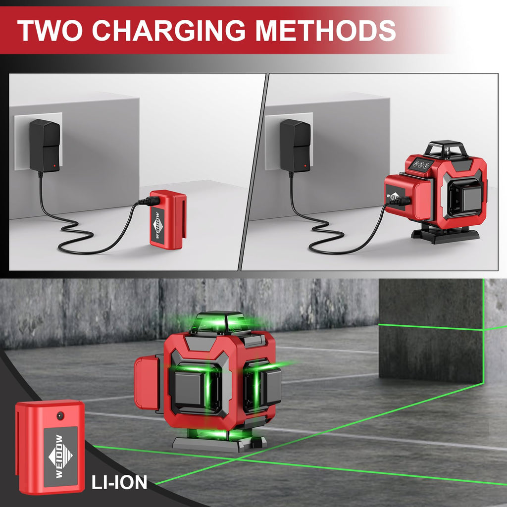 Laser Level with Tripod, Self Leveling Laser Level 4x360°, Green Line Laser 4D Laser Leveler Tool with 2Pcs Lithium Batteries for Picture Hanging, Tile, Home Renovation(SizeX)