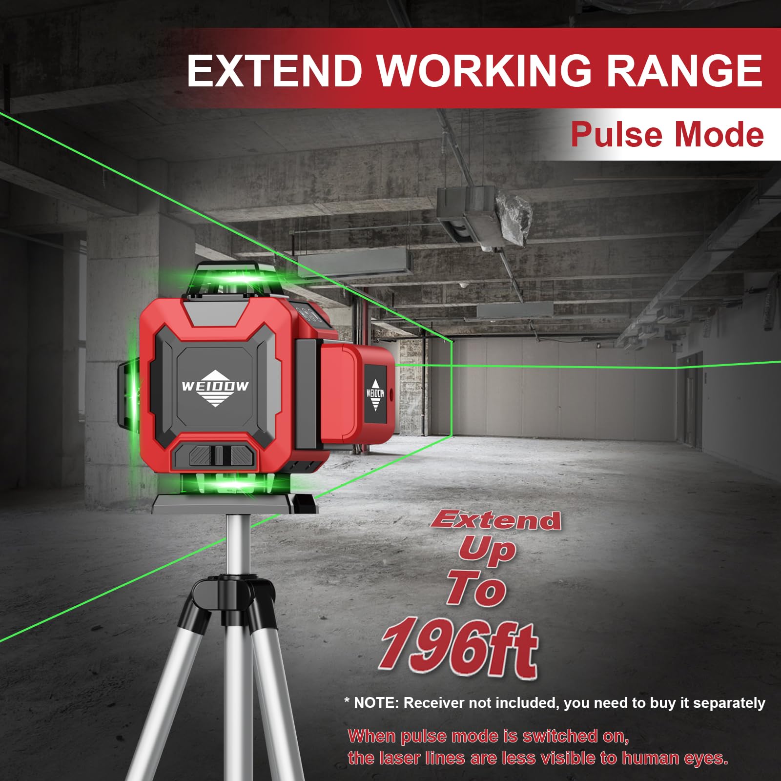 Laser Level with Tripod, Self Leveling Laser Level 4x360°, Green Line Laser 4D Laser Leveler Tool with 2Pcs Lithium Batteries for Picture Hanging, Tile, Home Renovation(SizeX)